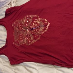 Ladies owl tank top maroon size Large